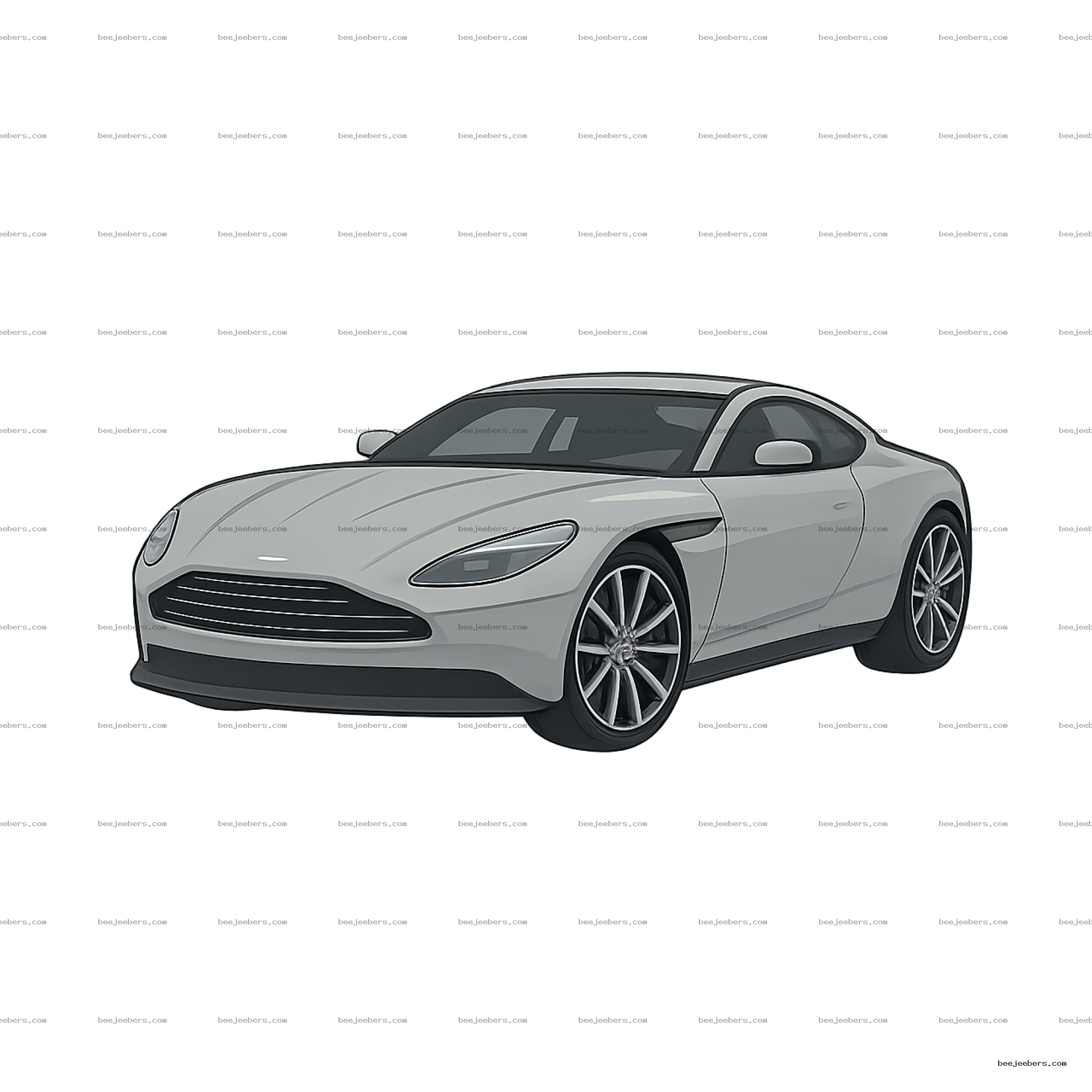 Vector illustration of a silver sports car in a clean transparent PNG format