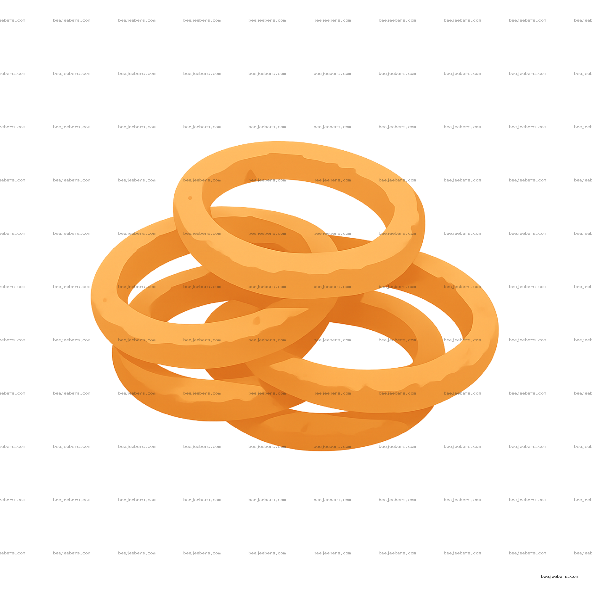 Clean vector illustration of stacked golden onion rings with transparent background