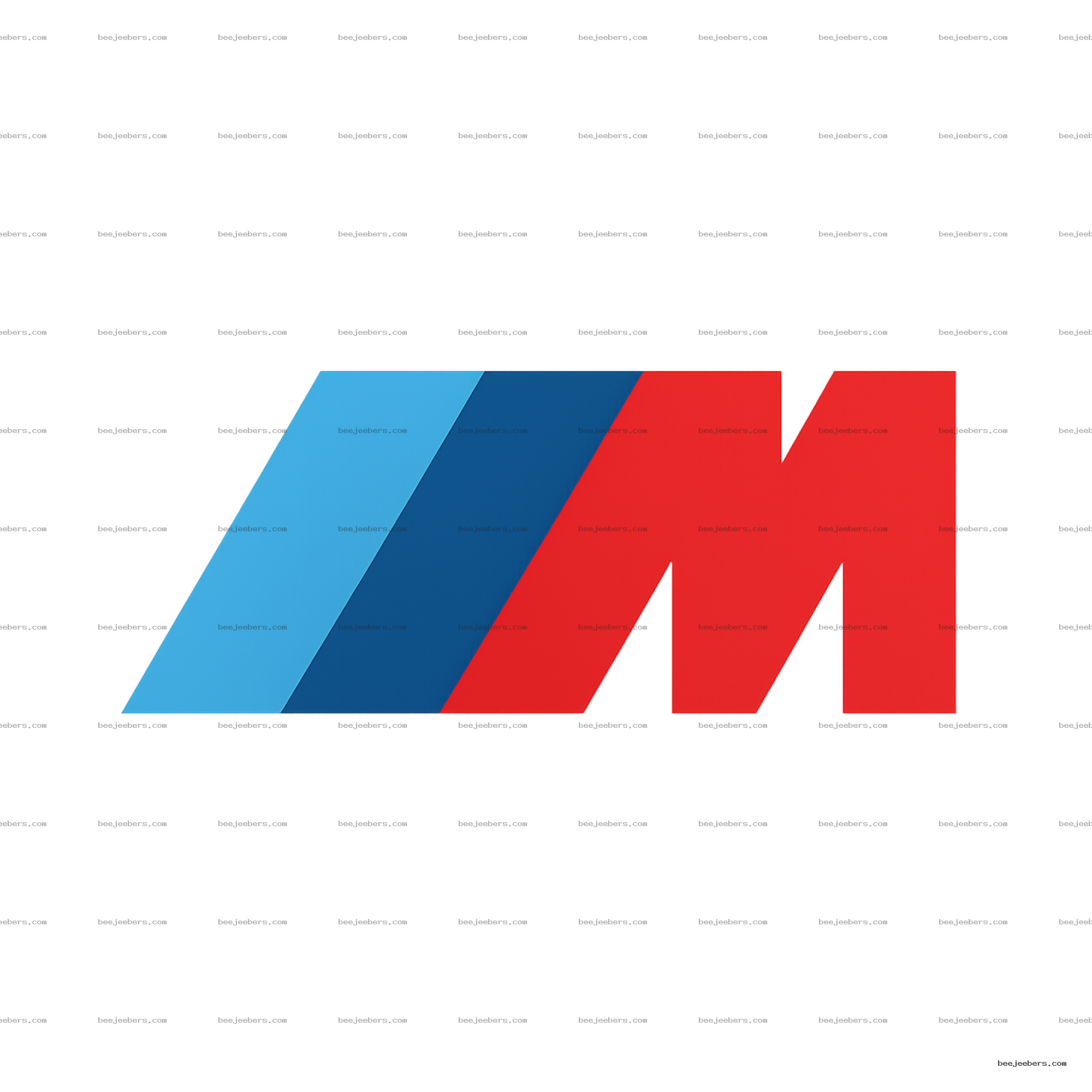 Vector M stripes graphic with light blue, dark blue, and red angled stripes on transparent background