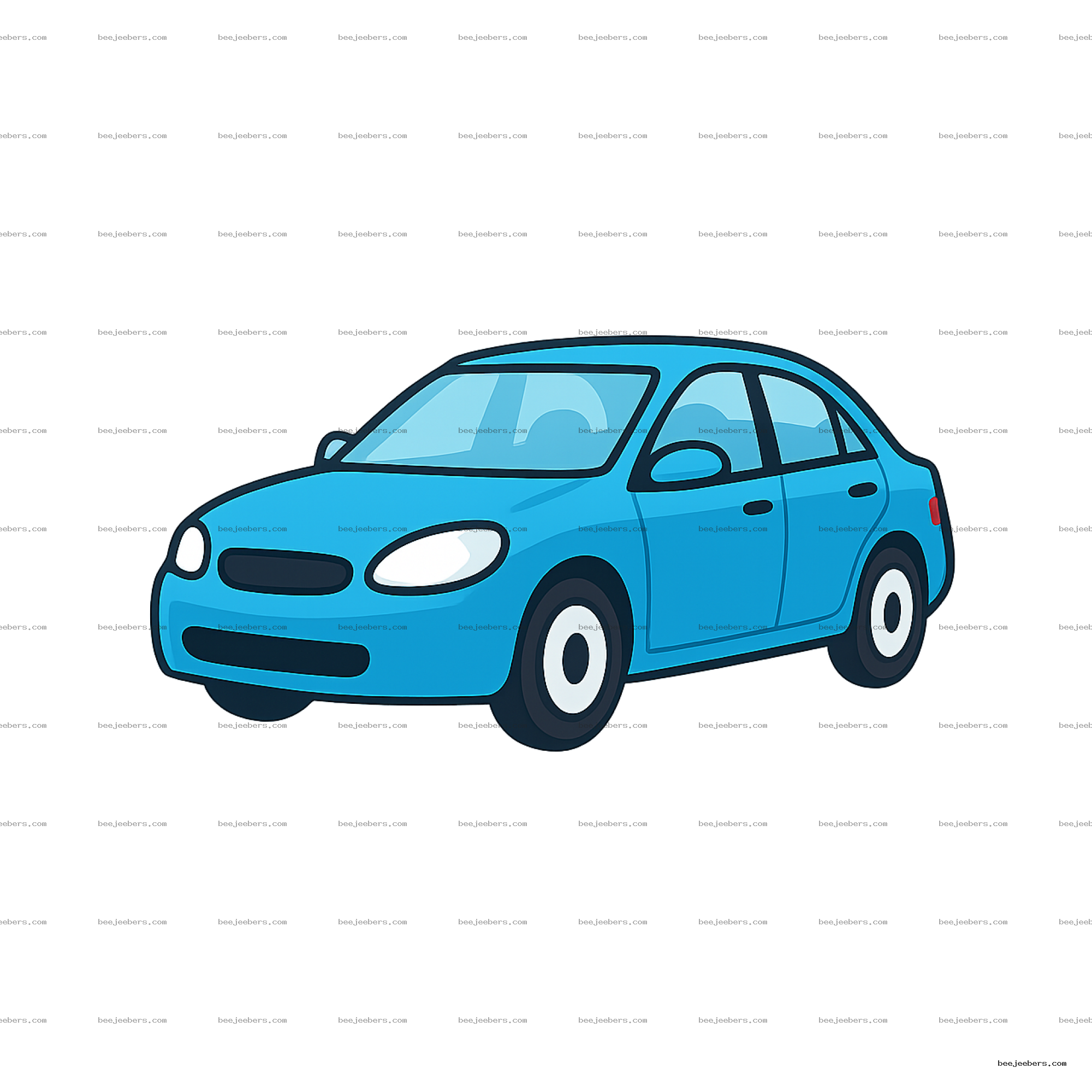 Clean blue sedan car vector illustration with transparent background