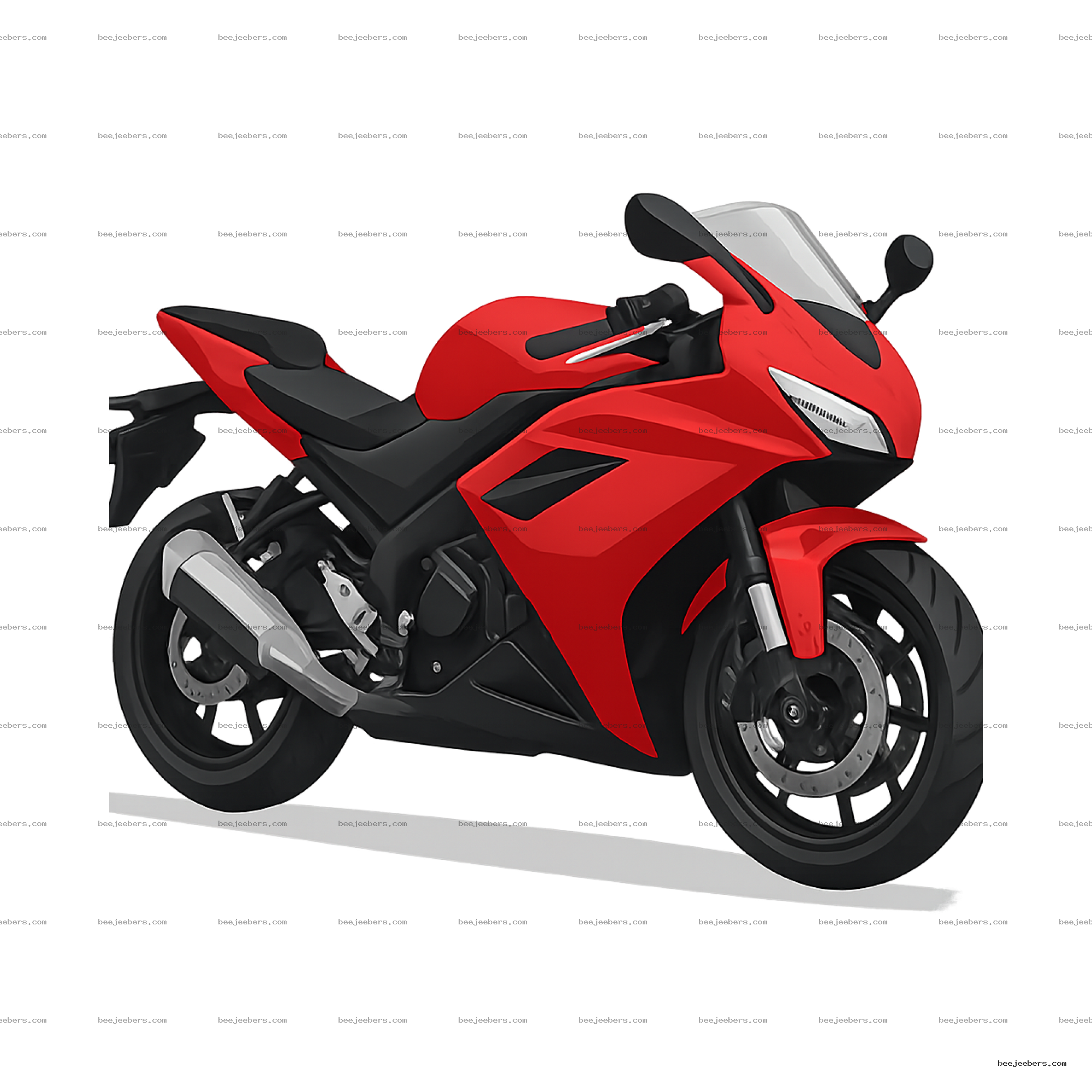 Red and black sport bike motorcycle vector illustration on transparent background